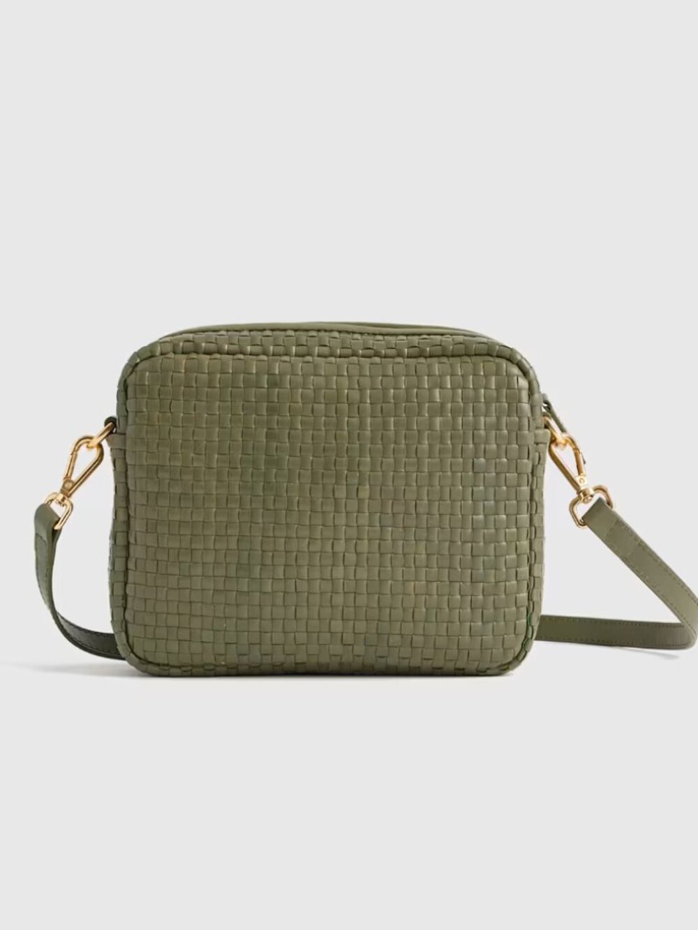 Quince Italian Leather Handwoven Crossbody Olive - Picture 1 of 3